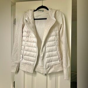 ATHLETA Goose Down Asymmetrical Zip Puffer Sweater Jacket w/ Thumb Holes XXS